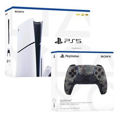 CONSOLA PS5 PLAYSTATION 5 SLIM CON LECTOR DE DISCOS + MANDO DUALSENSE CAMUFLADO GRIS - 1