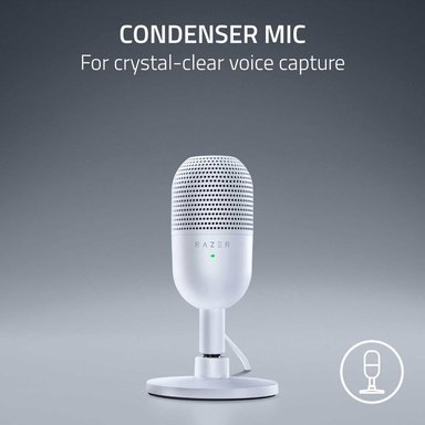 MICRÓFONO USB RAZER GAMER SEIREN V3 MINI STREAMING SUPERCARDIOIDE C/N SENSOR TOUCH SILENT WHITE BLANCO - 2