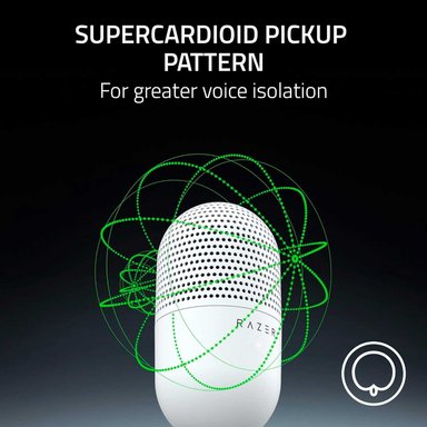 MICRÓFONO USB RAZER GAMER SEIREN V3 MINI STREAMING SUPERCARDIOIDE C/N SENSOR TOUCH SILENT WHITE BLANCO - 3