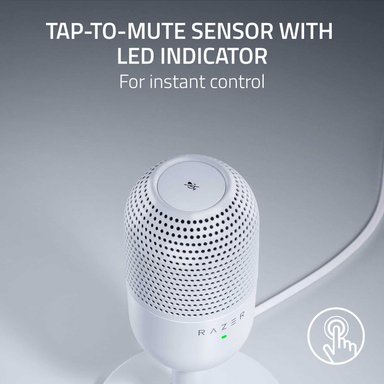 MICRÓFONO USB RAZER GAMER SEIREN V3 MINI STREAMING SUPERCARDIOIDE C/N SENSOR TOUCH SILENT WHITE BLANCO - 4