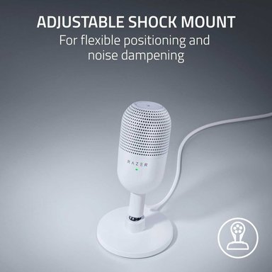 MICRÓFONO USB RAZER GAMER SEIREN V3 MINI STREAMING SUPERCARDIOIDE C/N SENSOR TOUCH SILENT WHITE BLANCO - 5
