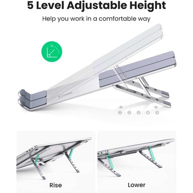 SOPORTE PORTÁTIL UGREEN PARA LAPTOP DE 8' A 17.3' METAL SILVER (40289) - 3