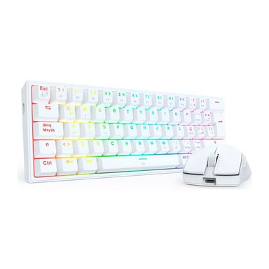 COMBO REDRAGON S143 TECLADO K617RGB FIZZ SP (ESPAÑOL CABLEADO) + MOUSE M724 WHITE - 1