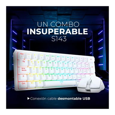COMBO REDRAGON S143 TECLADO K617RGB FIZZ SP (ESPAÑOL CABLEADO) + MOUSE M724 WHITE - 2