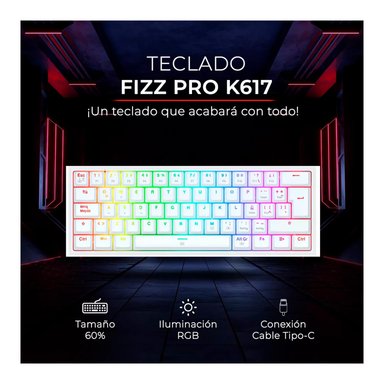 COMBO REDRAGON S143 TECLADO K617RGB FIZZ SP (ESPAÑOL CABLEADO) + MOUSE M724 WHITE - 3