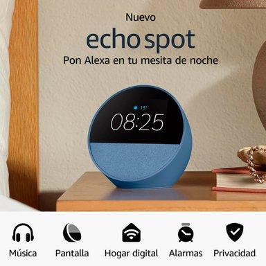 ALEXA ECHO SPOT BOCINA INTELIGENTE AZUL ACERO - 2
