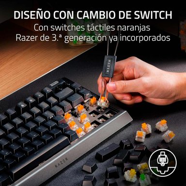 TECLADO GAMER RAZER BLACKWIDOW V4 MECHANICAL US SWITCH ORANGE CHROMA BLACK - 2