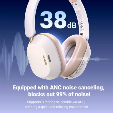 AUDIFONOS UGREEN CON CANCELACION DE RUIDO BLUETOOTH BLANCO HP203-35758 - 4