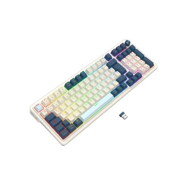 TECLADO GAMER REDRAGON EISA K686 RGB PRO ESPAÑOL WIRELESS BLANCO/AZUL - 3