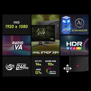 MONITOR GAMING CURVO 27' MSI MAG 274CF X24 FHD 240HZ 0.5MS - 2