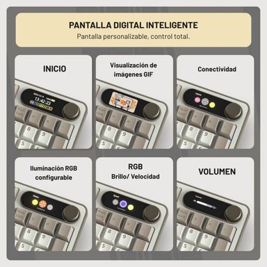 TECLADO GAMER ROYAL KLUDGE RK S98 INALÁMBRICO SP PHANTOM CHARTREUSE SWITCH - 4