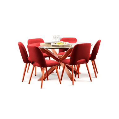 JUEGO DE COMEDOR HOME PREMIUM CATALEYA 6 SILLAS