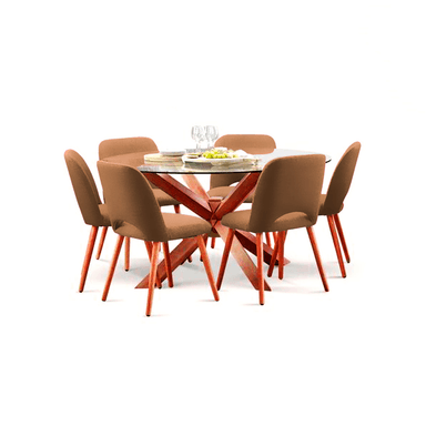 JUEGO DE COMEDOR HOME PREMIUM CATALEYA 6 SILLAS