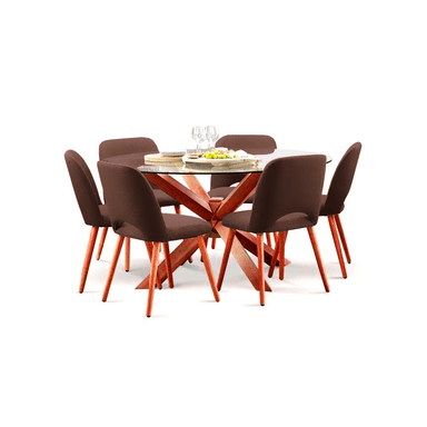 JUEGO DE COMEDOR HOME PREMIUM CATALEYA 6 SILLAS