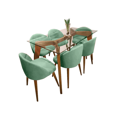 JUEGO COMEDOR HOME PREMIUM DALLAS 6 SILLAS VERDE