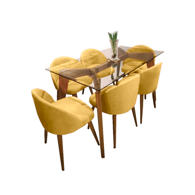 JUEGO COMEDOR HOME PREMIUM DALLAS 6 SILLAS AMARILLO