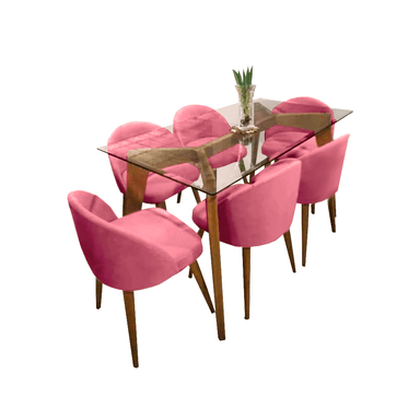 JUEGO COMEDOR HOME PREMIUM DALLAS 6 SILLAS FUCSIA