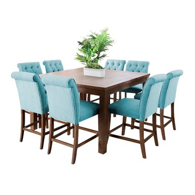 JUEGO COMEDOR HOME PREMIUM MANOLO 8 SILLAS CELESTE