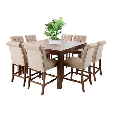 JUEGO COMEDOR HOME PREMIUM MANOLO 8 SILLAS BEIGE