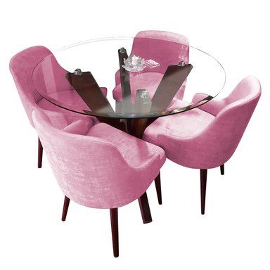 JUEGO COMEDOR HOME PREMIUM ANNA 4 SILLAS ROSADO
