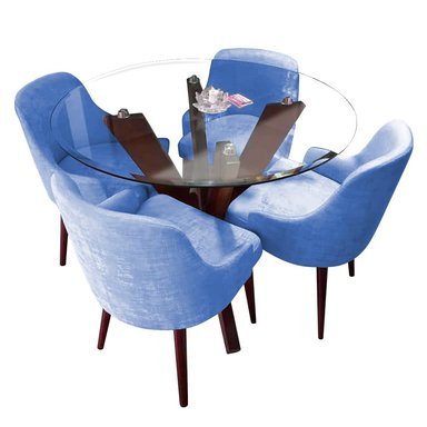 JUEGO COMEDOR HOME PREMIUM ANNA 4 SILLAS AZUL