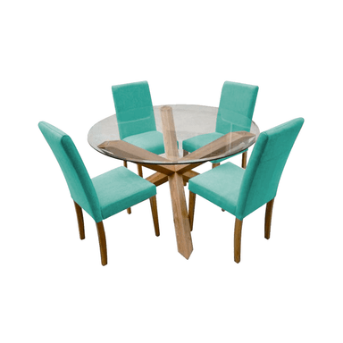 JUEGO COMEDOR HOME PREMIUM ITALO 4 SILLAS TURQUESA