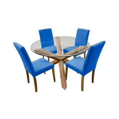 JUEGO COMEDOR HOME PREMIUM ITALO 4 SILLAS AZUL ELÉCTRICO