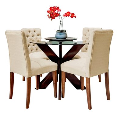JUEGO COMEDOR HOME PREMIUM NAIROBI 4 SILLAS BEIGE
