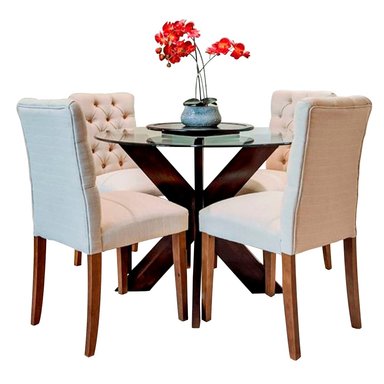 JUEGO COMEDOR HOME PREMIUM NAIROBI 4 SILLAS MARFIL
