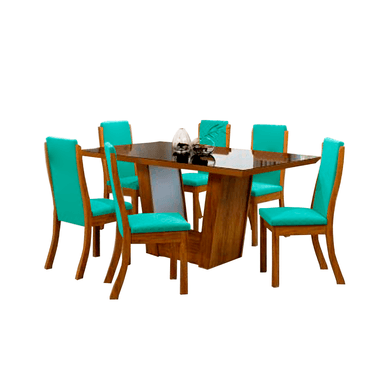 JUEGO COMEDOR HOME PREMIUM VALERIA 6 SILLAS TURQUESA