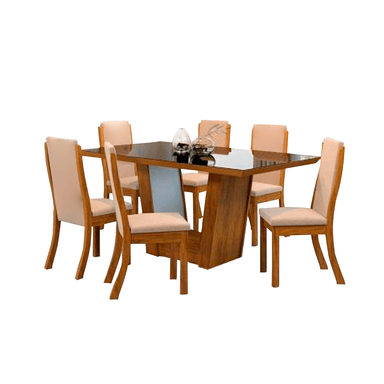 JUEGO COMEDOR HOME PREMIUM VALERIA 6 SILLAS BEIGE