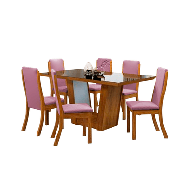 JUEGO COMEDOR HOME PREMIUM VALERIA 6 SILLAS LILA
