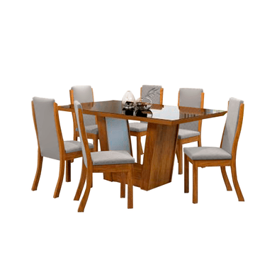 JUEGO COMEDOR HOME PREMIUM VALERIA 6 SILLAS GRIS