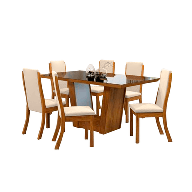 JUEGO COMEDOR HOME PREMIUM VALERIA 6 SILLAS CREMA