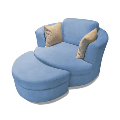 SOFA + BANQUETA HOME PREMIUM AZUL LUNA