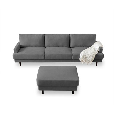 SOFA HOME PREMIUM MATTY 3 CUERPOS GRIS + BANQUETA MULTIFUNCIONAL