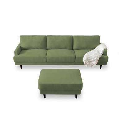 SOFA HOME PREMIUM MATTY 3 CUERPOS OLIVA + BANQUETA MULTIFUNCIONAL
