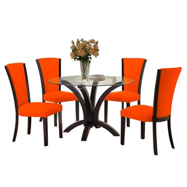 JUEGO COMEDOR HOME PREMIUM ESPERANZA 4 SILLAS NARANJA