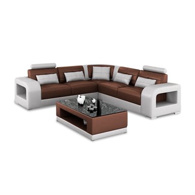 SECCIONAL HOME PREMIUM PENELOPE MARRÓN ESQUINERO + MESA CENTRO