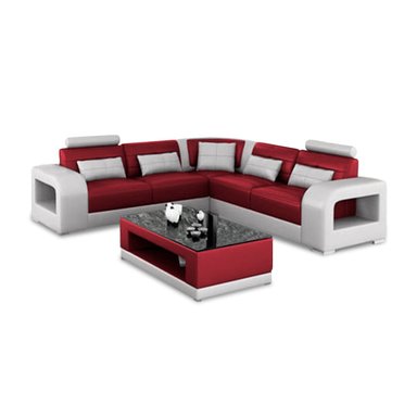 SECCIONAL HOME PREMIUM PENELOPE ROJO ESQUINERO + MESA CENTRO