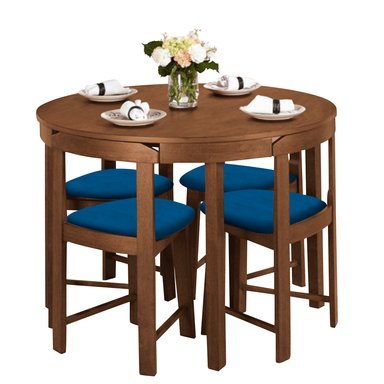 JUEGO COMEDOR HOME PREMIUM FABIOLA 4 SILLAS AZUL ELECTRICO