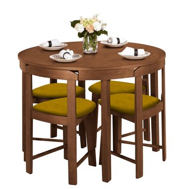 JUEGO COMEDOR HOME PREMIUM FABIOLA 4 SILLAS MOSTAZA