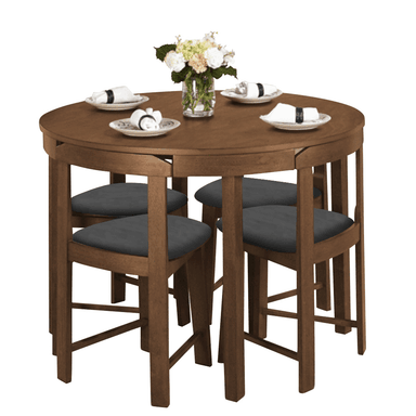 JUEGO COMEDOR HOME PREMIUM FABIOLA 4 SILLAS GRIS CLARO