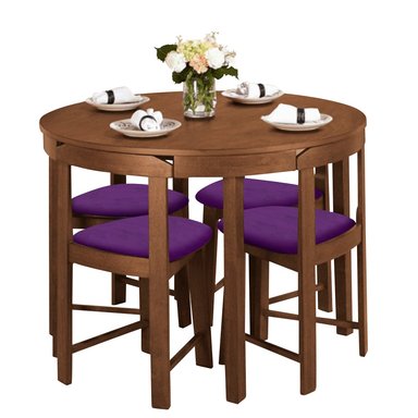 JUEGO COMEDOR HOME PREMIUM FABIOLA 4 SILLAS MORADO