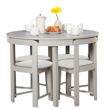 JUEGO COMEDOR HOME PREMIUM FABIANNA 4 SILLAS PERLA