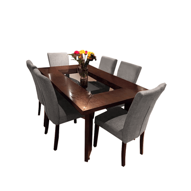 JUEGO COMEDOR HOME PREMIUM AMERICA 6 SILLAS GRIS