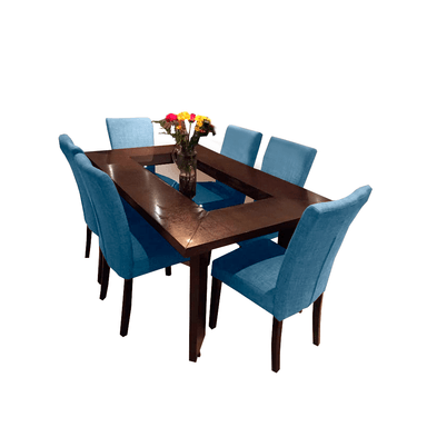 JUEGO COMEDOR HOME PREMIUM AMERICA 6 SILLAS CELESTE