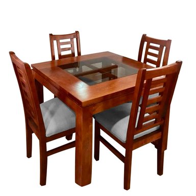 JUEGO COMEDOR HOME PREMIUM MERIDA 4 SILLAS PLATA