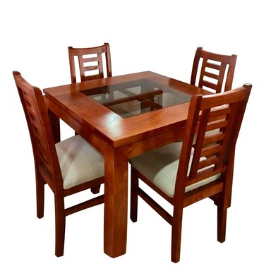 JUEGO COMEDOR HOME PREMIUM MERIDA 4 SILLAS PERLA