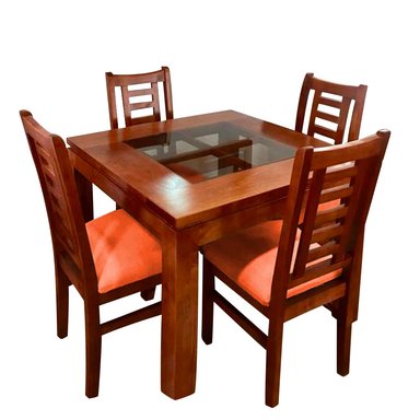 JUEGO COMEDOR HOME PREMIUM MERIDA 4 SILLAS NARANJA